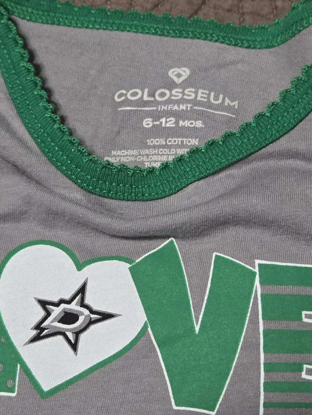 NLH Dallas Stars creeper onesie, baby girl 6m - 12m